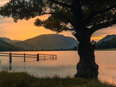Sunset across Buttermere Lake, Lake District, England