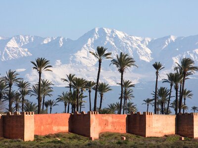 Marrakech rampart de la ville view of the High Atlas Mountains, Morocco