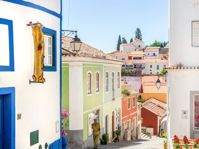 Colourful Portuguese houses in Monchique, Algarve