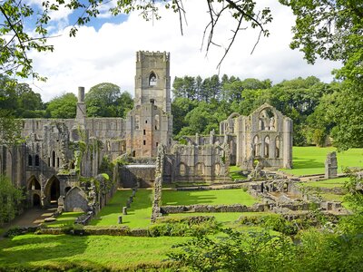 The ruins of the Fountains Abbey, Studley Royal, North Yorkshire, Ripon, England - UNESCO World Heritage site